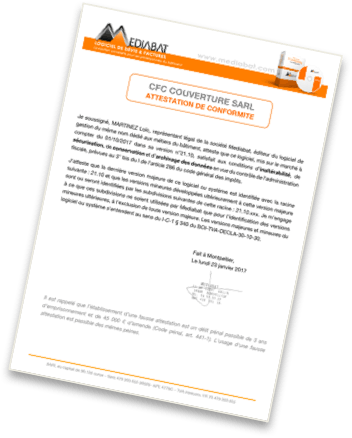 Attestation logiciel certifié batiment