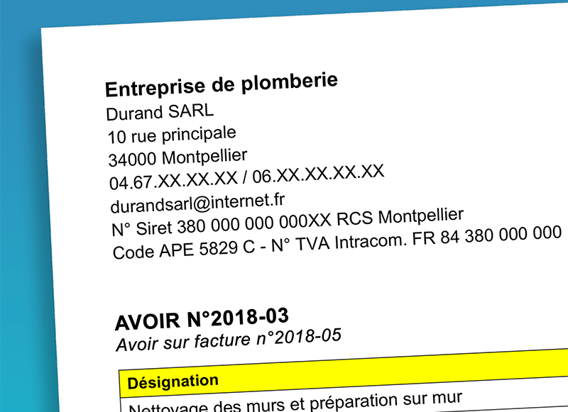 La facture d&rsquo;avoir